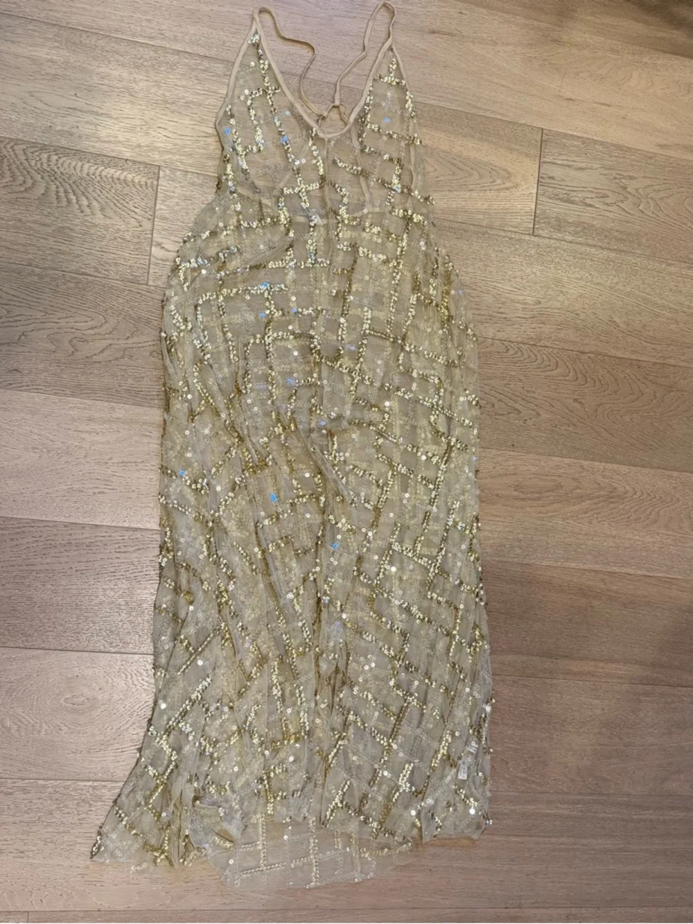 Free People Gold Sequin Sheer Slip Dress - Picture 3 of 5